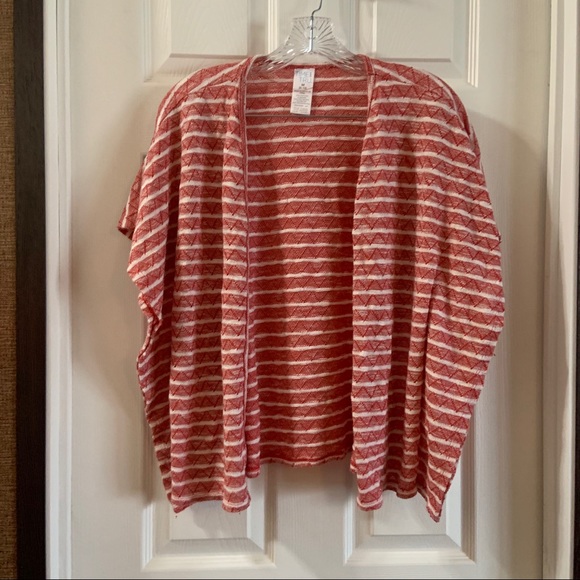 Time & Tru Red/White Striped Knit Open Cardigan M - Picture 1 of 7